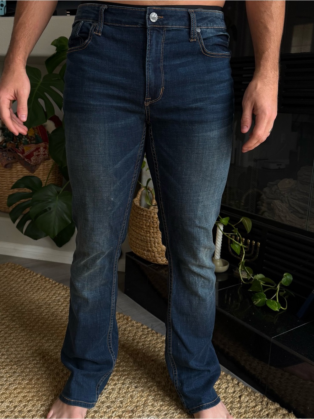 Seeded & SEWN Men's Deep Denim Isaac Regular Bootcut Jeans